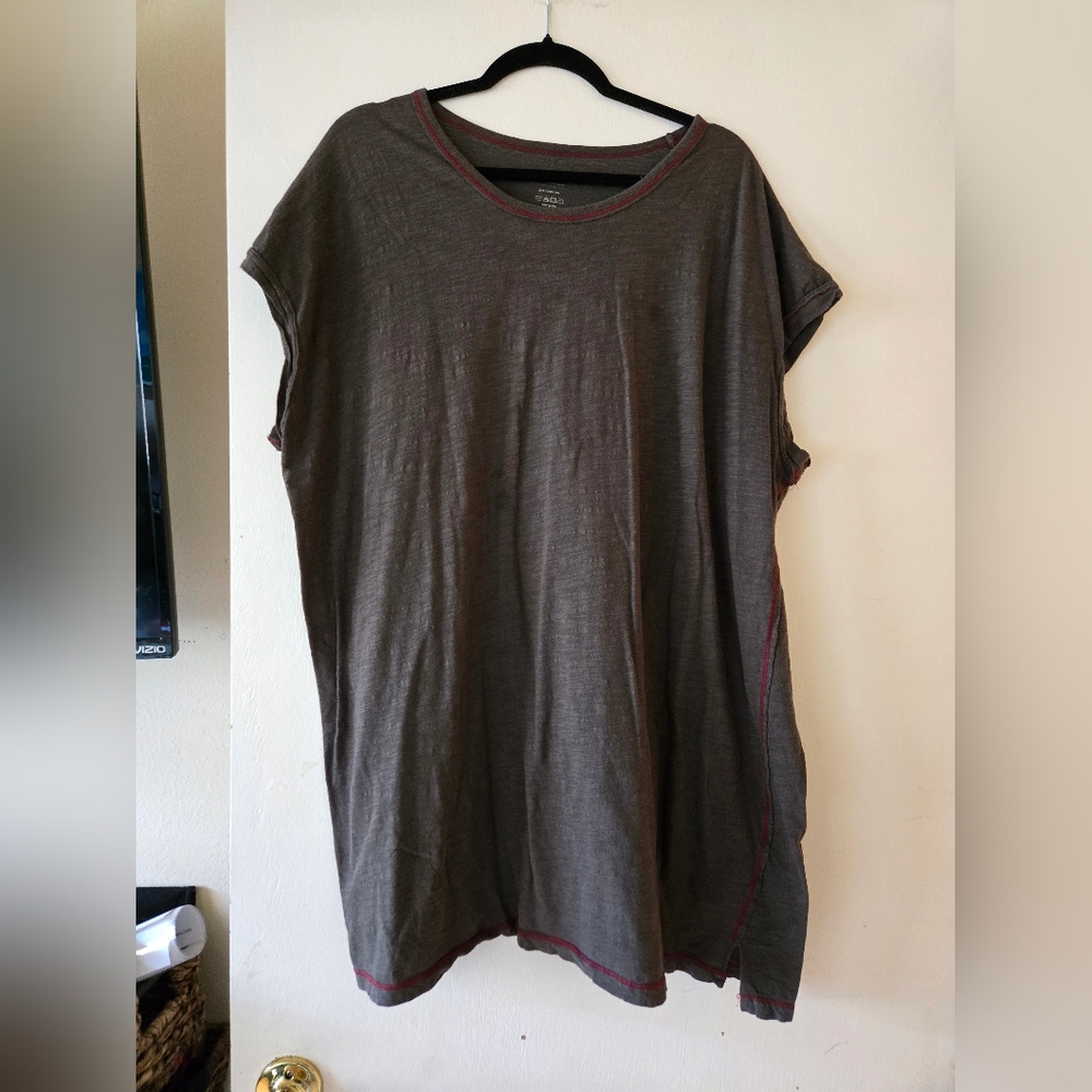 NATURAL LIFE Olive Green Frankie  T-shirt Dress With Red Contrast Stitch